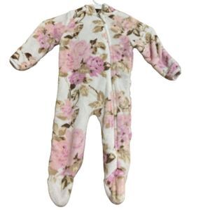 Laura Ashley Baby Girls’ Multicolor Floral Zip Front Hooded Fall/Winter Overalls
